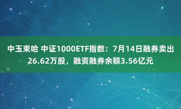 中玉束哈 中证1000ETF指数：7月14日融券卖出26.62万股，融资融券余额3.56亿元