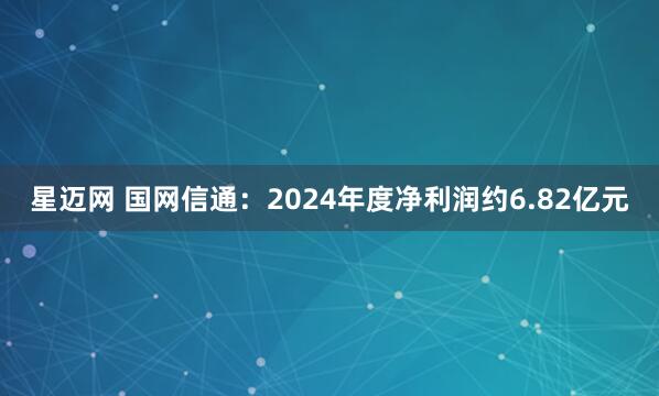 星迈网 国网信通：2024年度净利润约6.82亿元